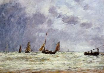 Eugene Boudin : Berck, the Departure of the Boats